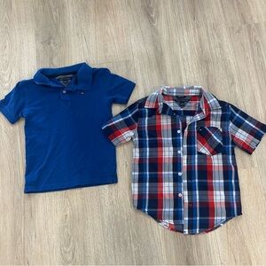 Tommy Hilfiger polo and red white & blue plaid button down boys size 6